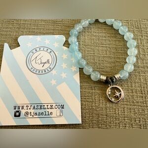 T Jazelle Blue Aquamarine Gemstone Bracelet with Star and stones